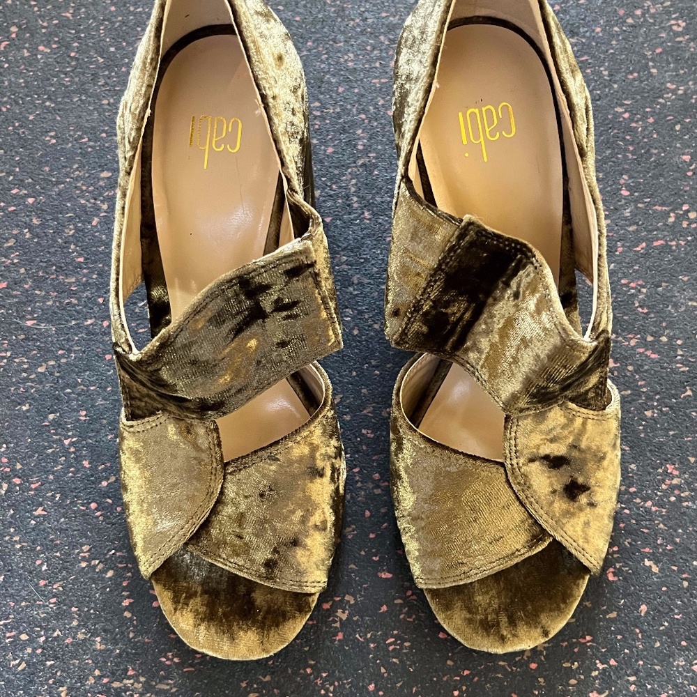 CAbi Crushed Velvet Block Heeled Shoes